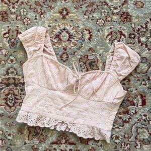 Hollister Pink Eyelet Lace Blouse